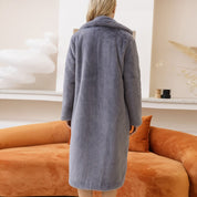 Faux Rabbit Fur Coat Loose Lapel