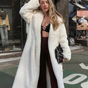 Faux Rabbit Fur Coat Loose Lapel