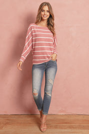 Dolman Stripe Round Neck Top