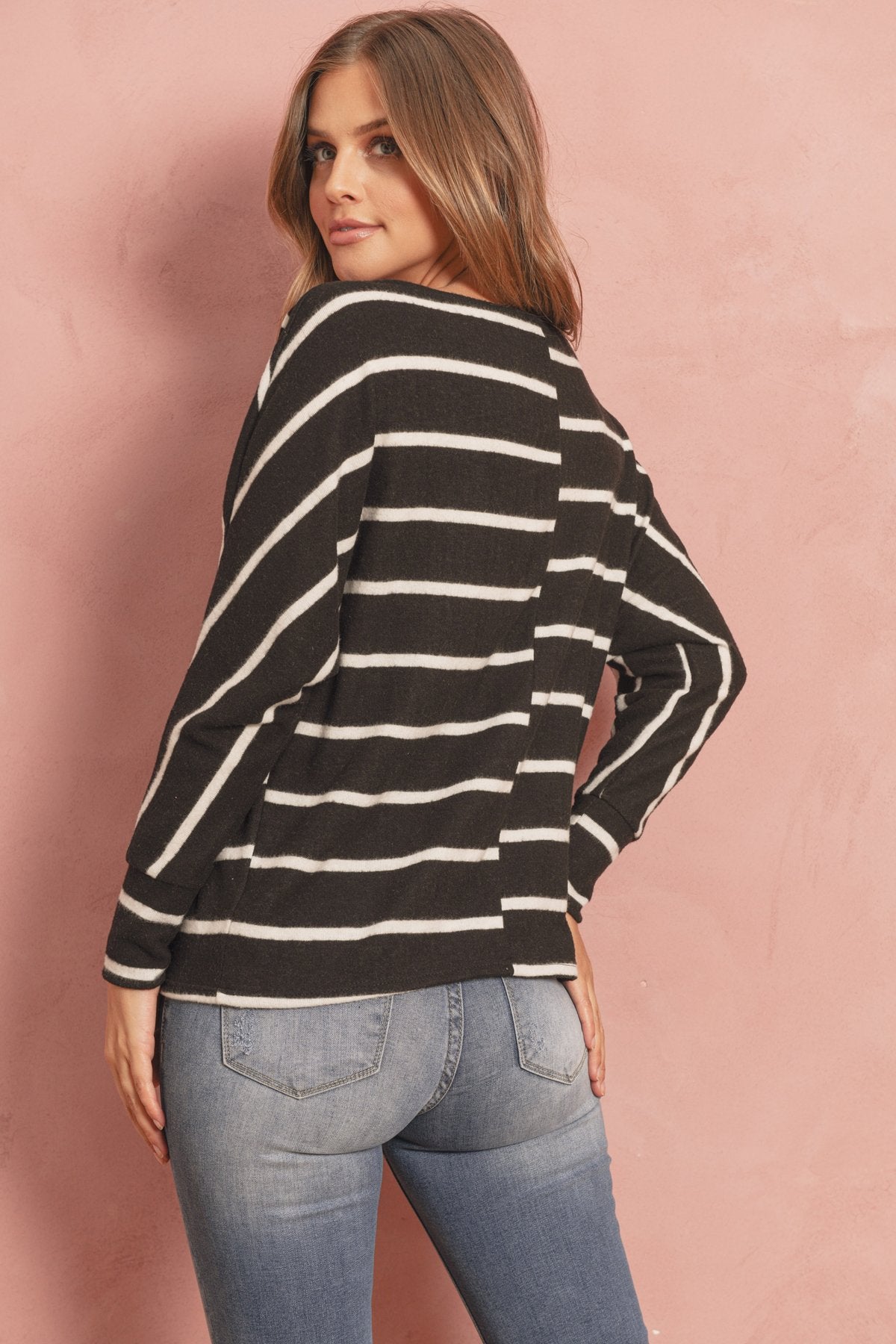 Dolman Stripe Round Neck Top