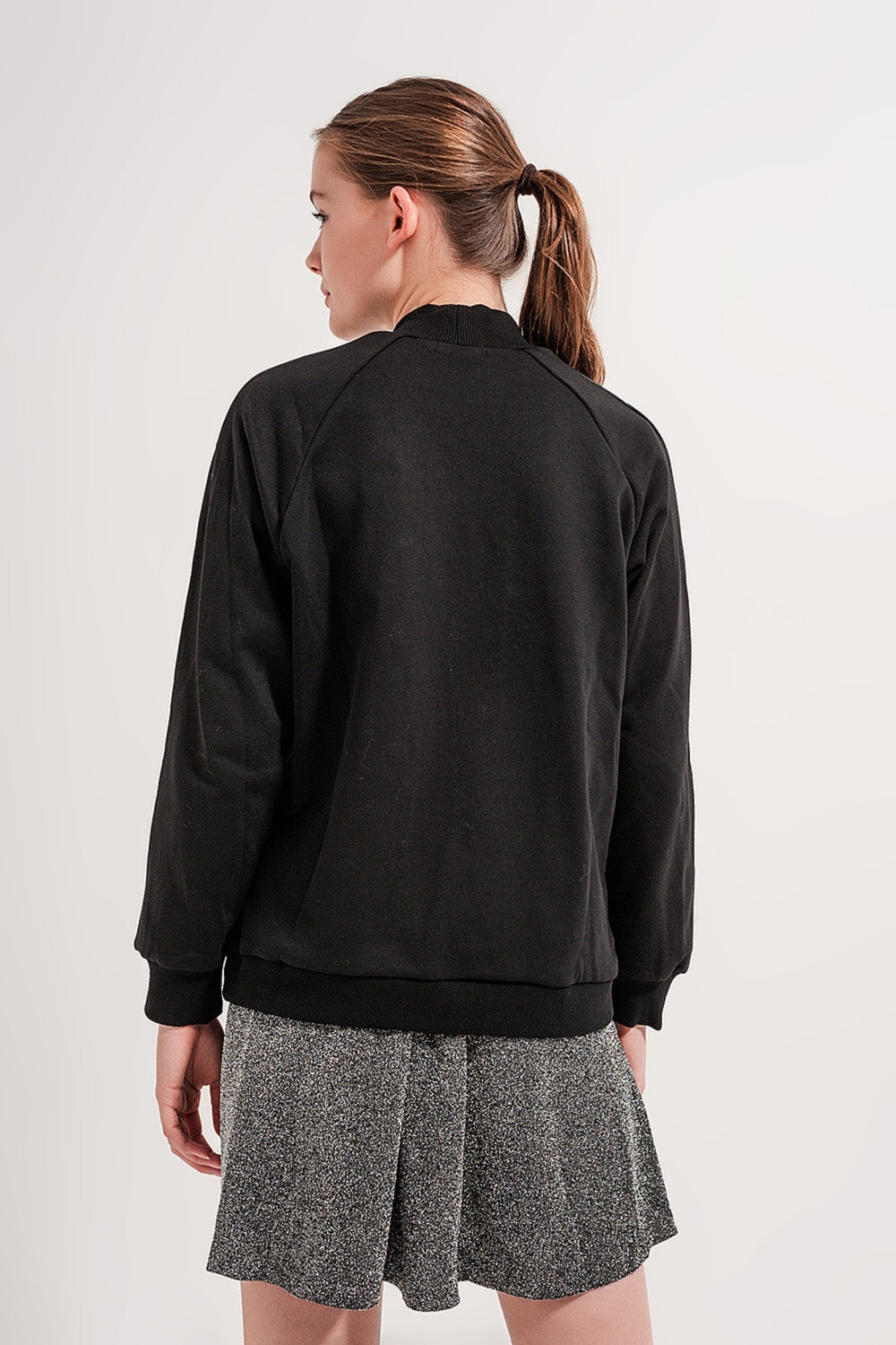 High Neck Sweatshirt in Black