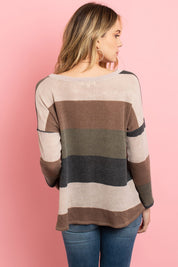 Multicolor Stripe V-Neck Front Knot Top