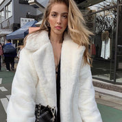 Faux Rabbit Fur Coat Loose Lapel