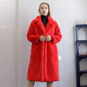 Faux Rabbit Fur Coat Loose Lapel