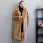 Faux Rabbit Fur Coat Loose Lapel