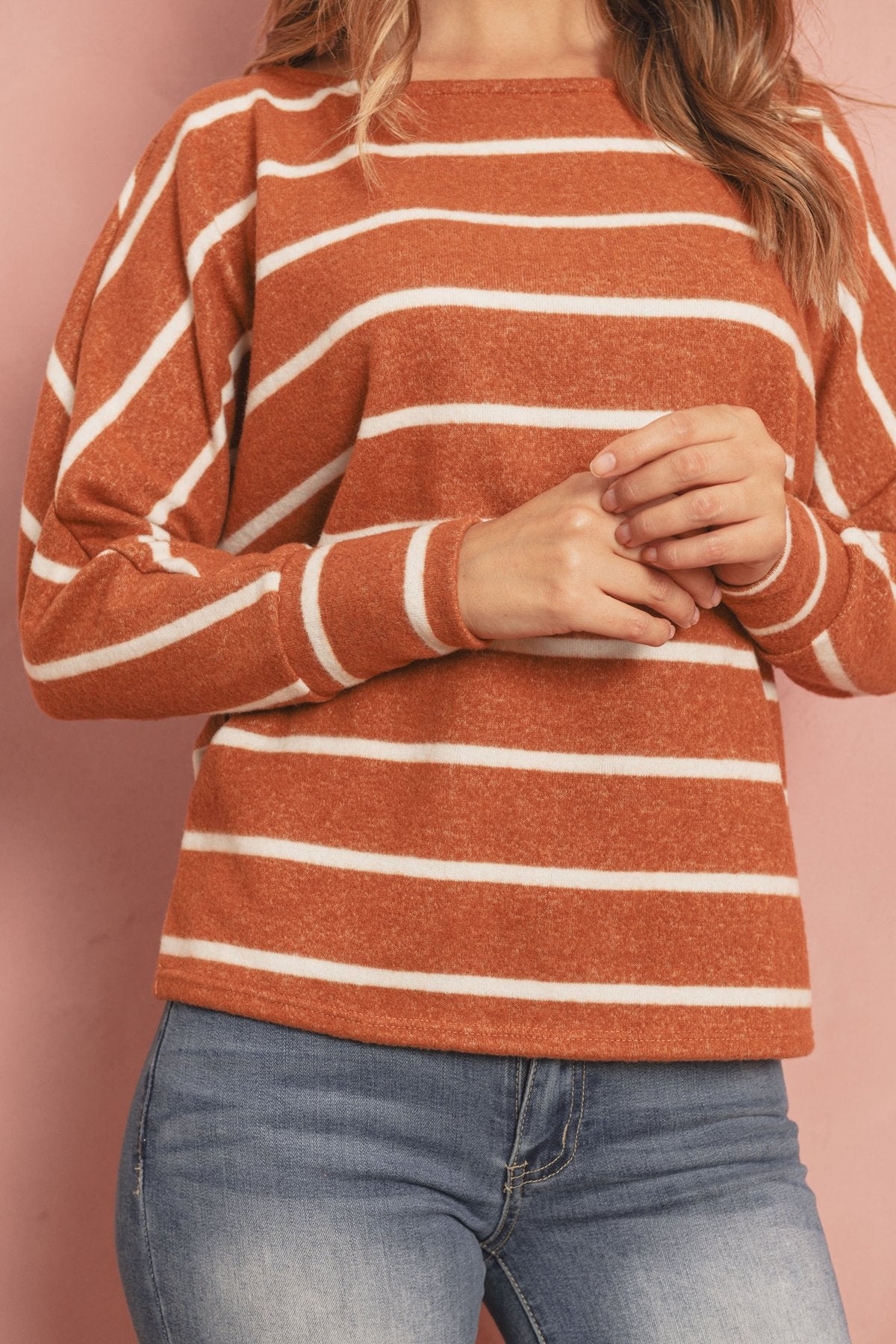 Dolman Stripe Round Neck Top