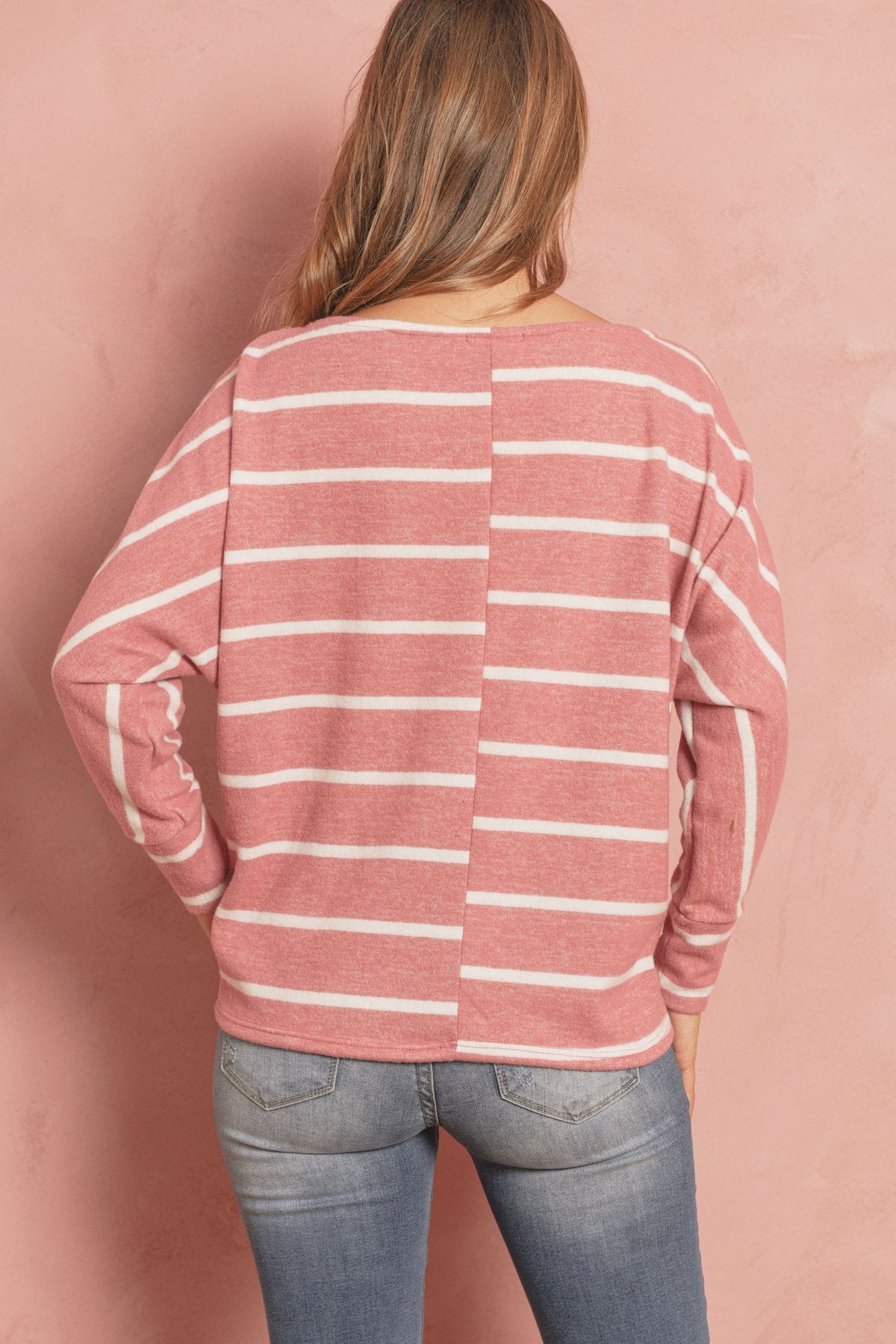 Dolman Stripe Round Neck Top