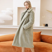 Faux Rabbit Fur Coat Loose Lapel