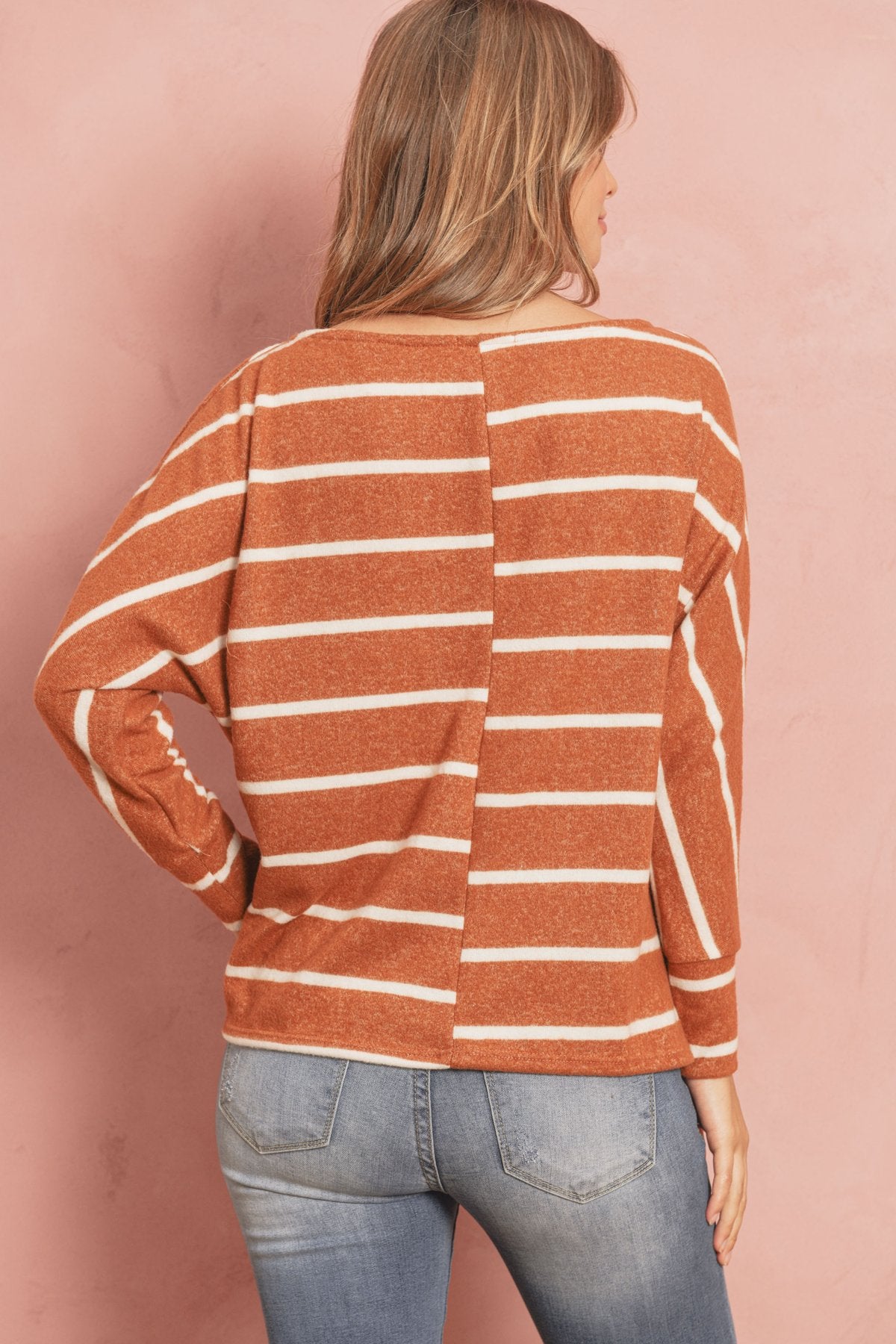 Dolman Stripe Round Neck Top