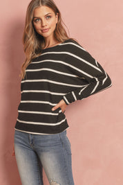 Dolman Stripe Round Neck Top