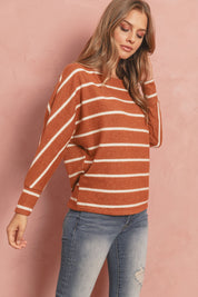 Dolman Stripe Round Neck Top