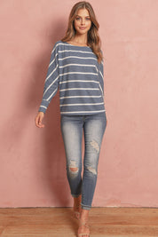 Dolman Stripe Round Neck Top